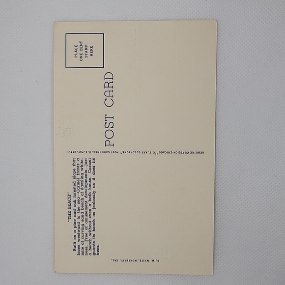 The Beach, Carmel, California Vintage Curt Teich Postcard - Picture 2 of 6